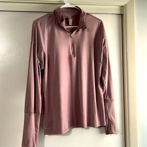 🍇 pink exercise top workout shirt long sleeve size large 1/4 zip front